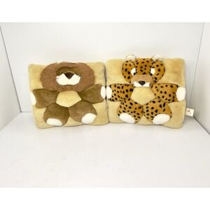TWIE Angel Toy Corp Lion & Cheetah 2 Square Pillows Stuffed Animal Plush 1998
